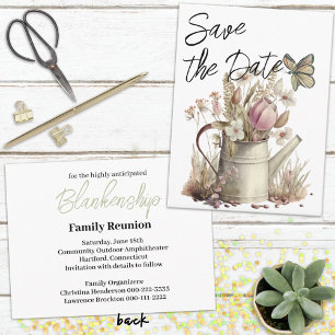 Carte Postale Faire-part Floral Rustique Enregistrer La Date Réunion Famili