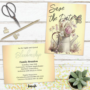 Carte Postale Faire-part Floral Rustique Enregistrer La Date Réunion Famili