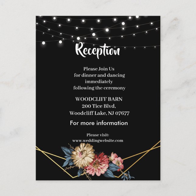 Carte Postale Faire-part Floral Rustique Magnolia Éclairages à cordes (Devant)