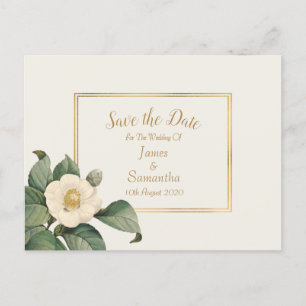 Carte Postale Faire-part Flore blanche simple   Mariage Enregistrer La Date