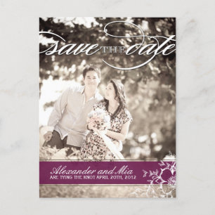 Carte Postale Faire-part Flore de prune moderne Enregistrer la date