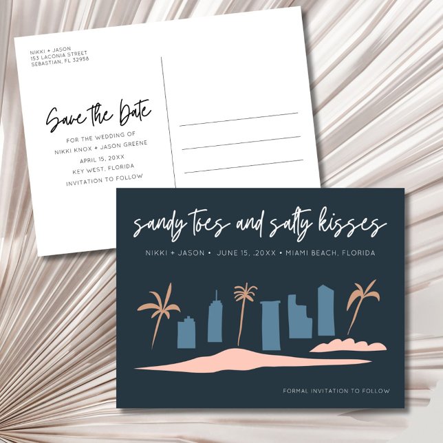 Carte Postale Faire-part Florida Beach Wedding Save the Date (Florida Beach Wedding Save the Date Announcement Postcard)