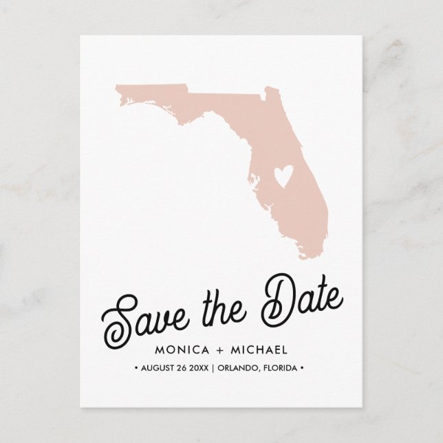 Carte Postale Faire-part FLORIDA State Destination Mariage N'IMPORTE QUELLE (Devant)