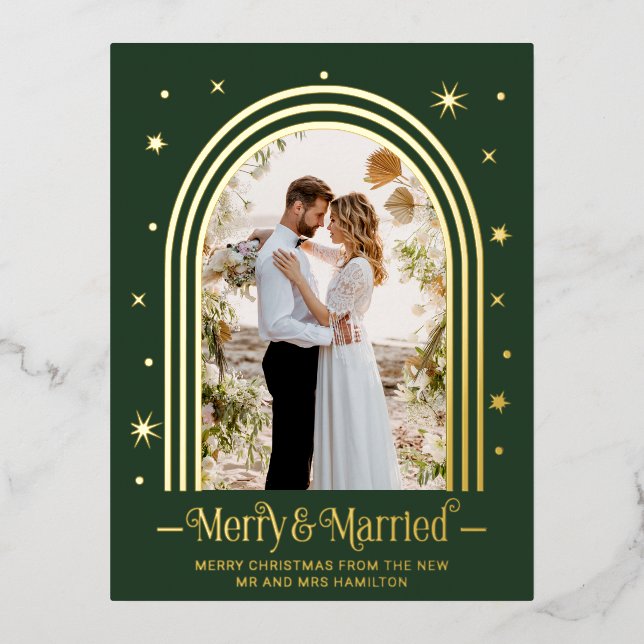 Carte postale Faire-part Foil Marié & Joyeux Maria (Recto)