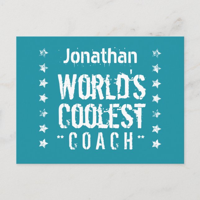 Carte Postale Faire-part Fond sarcelle avec étoiles grunge COACH A03 (Devant)