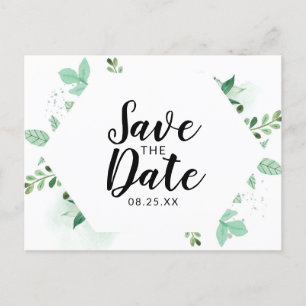 Carte Postale Faire-part Frais feuillage botanique Menthe Hexagone Sauvegar