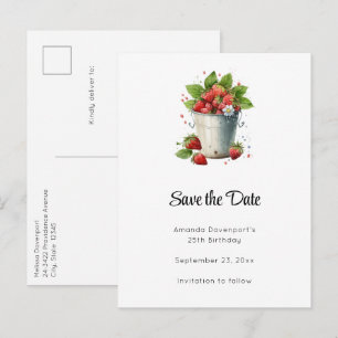 Carte Postale Faire-part Fraises dans un seau