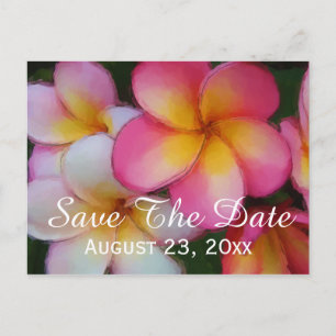 Carte Postale Faire-part Frangipani Plumeria Fleurs Enregistrer la date Mar