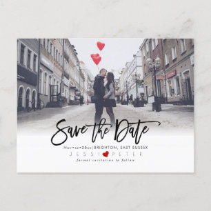 Carte Postale Faire-part Fun Modern Brush Script Enregistrer la date