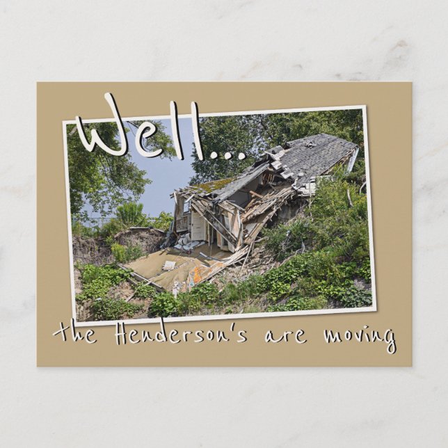 Carte Postale Faire-part Funny Demolished House Nous déménageons une nouvel (Devant)