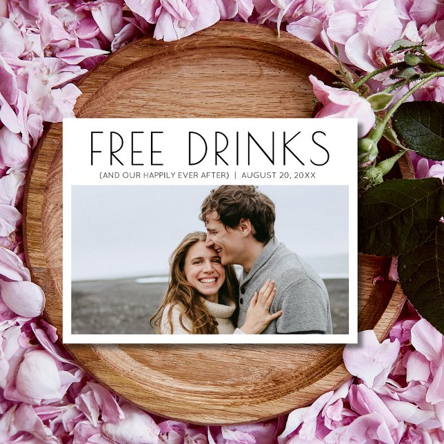 Carte Postale Faire-part Funny Free Drink Photo Wedding Save the Date (Funny Free Drinks Photo Wedding Save the Date Postcard)