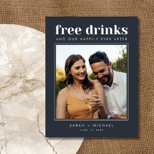 Carte Postale Faire-part Funny Free Drinks Mariage Photo Enregistrer la dat