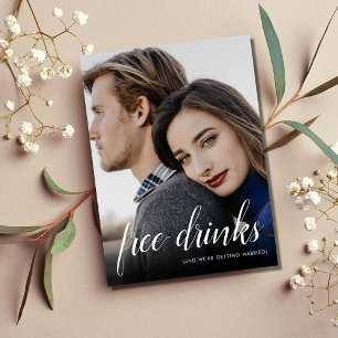 Carte Postale Faire-part Funny Free Drinks Mariage Photo Enregistrer la dat