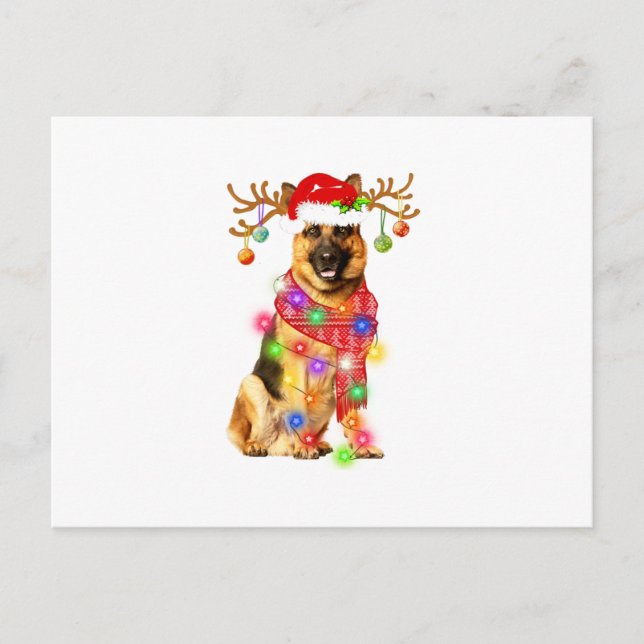 Carte Postale Faire-part Funny German Shepherd Santa Hat (Devant)