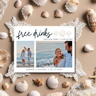 Carte Postale Faire-part Funny QR Code 2 Photo Beach Wedding Enregistrer la