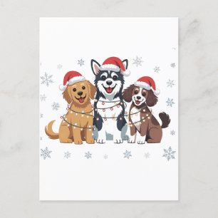 Carte Postale Faire-part Funny Sibérien Husky Amoureux des chiens sapin de 