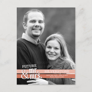 Carte Postale Faire-part Futur M. & Mme Wedding Enregistrer La Date - Peach