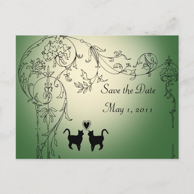 Carte Postale Faire-part Garden Cats Sauvez la date (Devant)