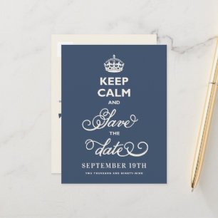 Carte Postale Faire-part Gardez Le Calme Et Économisez La Date Curly Script