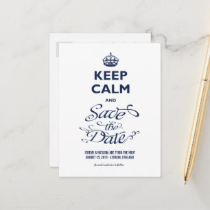 Carte Postale Faire-part Gardez Le Calme Et Économisez La Date Curly Script