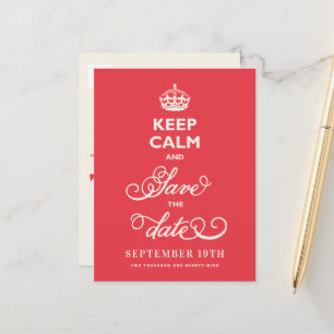 Carte Postale Faire-part Gardez Le Calme Et Économisez La Date Curly Script