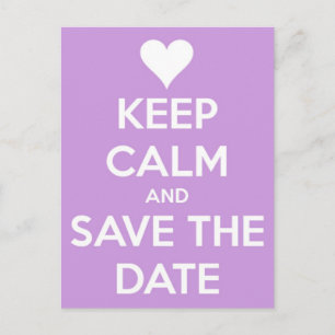 Carte Postale Faire-part Gardez votre calme et sauvez la date Lavande