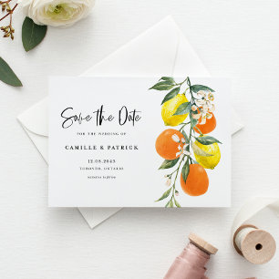 Carte Postale Faire-part Garland d'orange botanique et de citron Enregistre