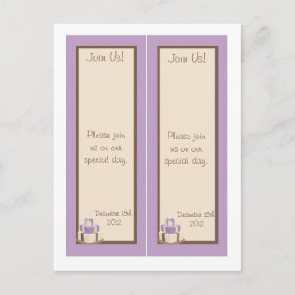 Carte Postale Faire-part Gâteau de Mariage violet/Brown Enregistrer la date