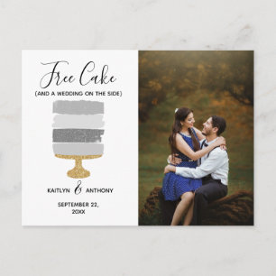 Carte Postale Faire-part Gâteau gratuit Photo drôle moderne Mariage Sauvega