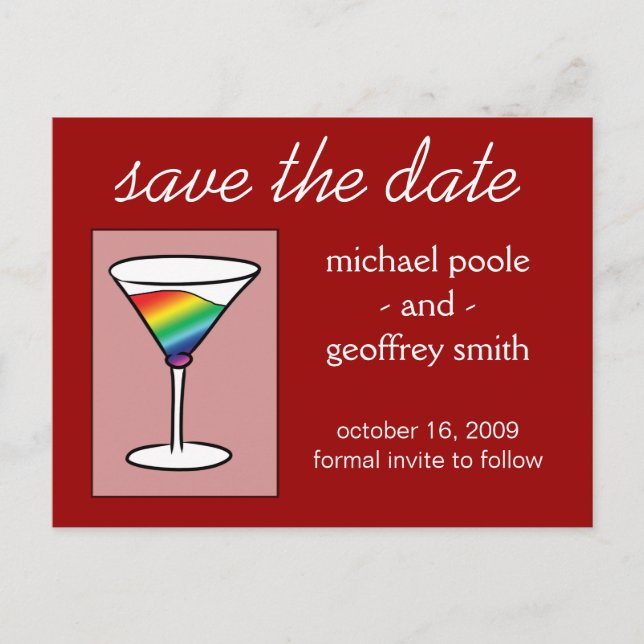 Carte Postale Faire-part Gay-tini | Enregistrer la date (Devant)