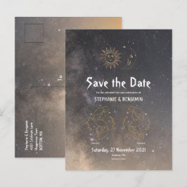 Carte Postale Faire-part Gémeaux Typographie Céleste Zodiaque Paillettes Co