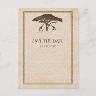 Carte Postale Faire-part Girafes de safari africain & arbre Enregistrez la