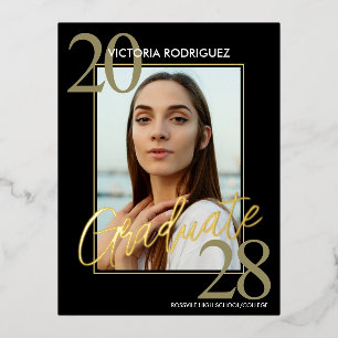 Carte postale Faire-part Gold Black Graduation ten