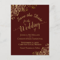 Gold Calligraphy Wedding Enregistrer la date Aubur