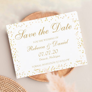 Carte Postale Faire-part Gold Dust Confetti Enregistrer la date