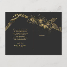 Carte Postale Faire-part Gold Dust & Outlines Merci Black/Gld ID835