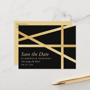 Carte Postale Faire-part Gold Foil Effect Style géométrique Enregistrer la 