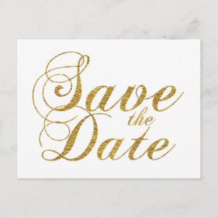 Carte Postale Faire-part Gold Foil ENREGISTRER LE TYPE DE DATE Mariage Date