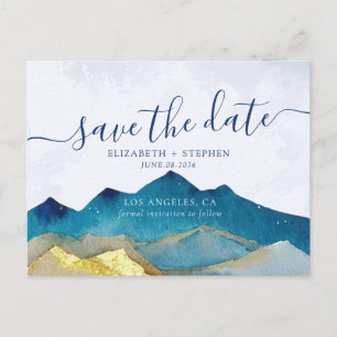 Carte Postale Faire-part Gold Foil Mountains Mariage Photo Enregistrer la d