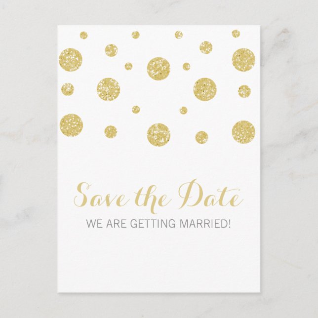 Carte Postale Faire-part Gold Parties scintillant Confetti Enregistrer la d (Devant)