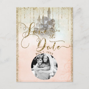 Carte Postale Faire-part Gold Parties scintillant Storybook Castle Enregist