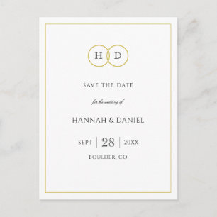 Carte Postale Faire-part Gold White Elegant Modern Minimaliste Enregistrer