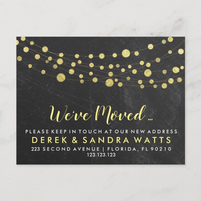 Carte Postale Faire-part golden lights We've moved New address (Devant)