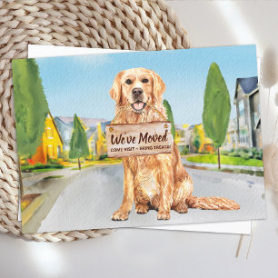 Carte Postale Faire-part Golden Retriever Nous avons déménagé Chien mignon 
