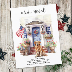 Carte Postale Faire-part Golden Retriever Patriotique Personnalisé Animaux 