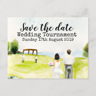 Carte Postale Faire-part Golf Sauvegarder la date de Golf Mariage Tournoi 
