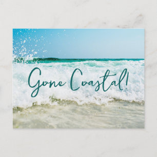 Carte Postale Faire-part Gone Coastal Nouvelle Maison Vague Sur Plage Aquar