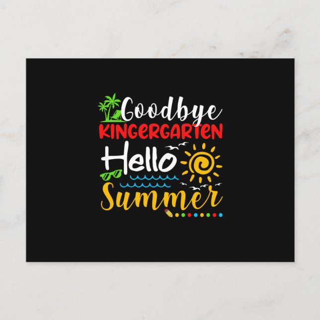 Carte Postale Faire-part Goodbye Kindergarten Hello Summer Graduation (Devant)