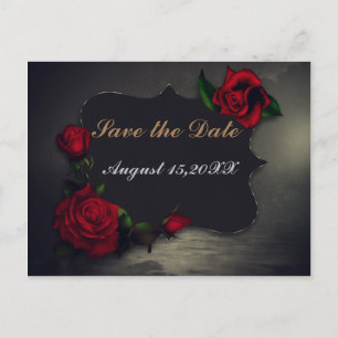 Carte Postale Faire-part Gothique Sauvegarder la Date Cœur Rose Romance Som