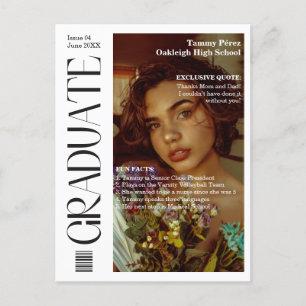 Carte Postale Faire-part Graduate Magazine Couverture Photo Graduate Party
